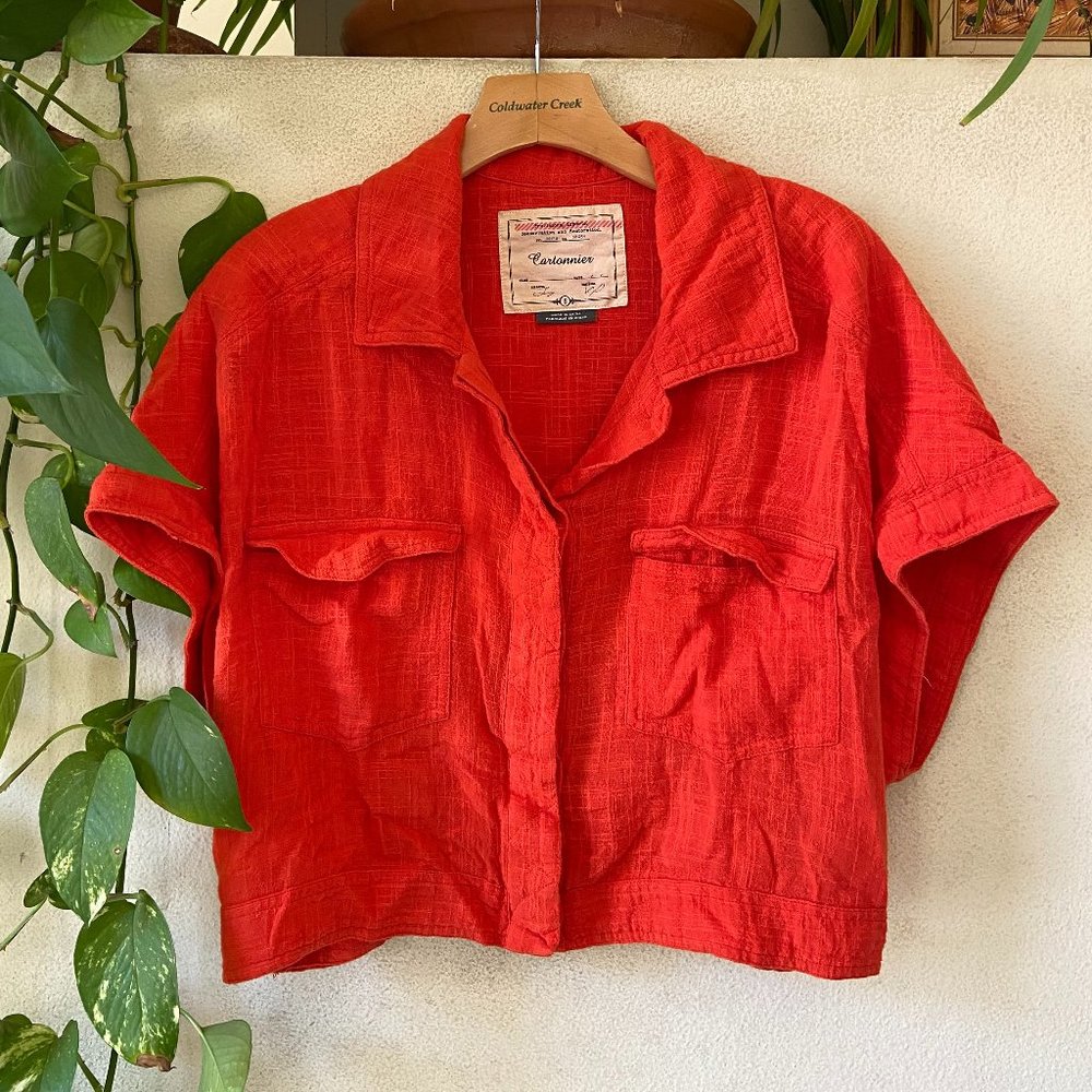 Anthropologie Cartonnier Cotton Top - Coral
